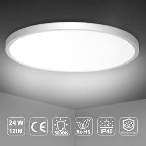 img 2 attached to 💡 12inch LED Flush Mount Ceiling Light Fixture: Ultra Thin and Bright 24W Lamp for Office, Bedroom, Closet, and More