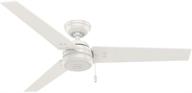 🌀 hunter fan company 59263 cassius 52 inch ceiling fan: 3 blade, 3 speed, indoor/outdoor, light stripe, pull chain control, fresh white finish logo