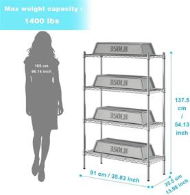 img 1 attached to Auslar 4-Shelf Storage Wire Shelves: Heavy Duty 4 Tiers Standing Shelving Units in Chrome