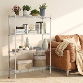img 3 attached to Auslar 4-Shelf Storage Wire Shelves: Heavy Duty 4 Tiers Standing Shelving Units in Chrome