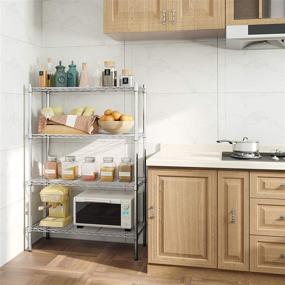 img 2 attached to Auslar 4-Shelf Storage Wire Shelves: Heavy Duty 4 Tiers Standing Shelving Units in Chrome
