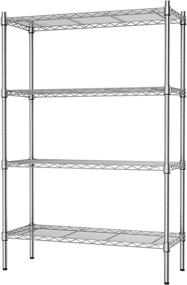 img 4 attached to Auslar 4-Shelf Storage Wire Shelves: Heavy Duty 4 Tiers Standing Shelving Units in Chrome