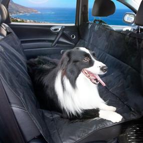 img 4 attached to Waterproof Pet Seat Cover 55×55, Non-Slip Backing, Anchors | All Cars (Large, Black) by MairGwall