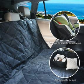 img 3 attached to Waterproof Pet Seat Cover 55×55, Non-Slip Backing, Anchors | All Cars (Large, Black) by MairGwall