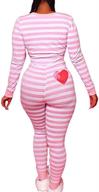 n / d women's v neck striped button one piece bodysuit: long sleeve bodycon rompers for comfy and stylish pajama wear logo