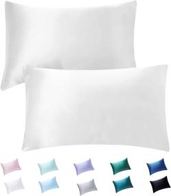 img 4 attached to 🌙 2-Pack HandSun Silky Satin Pillowcase for Hair and Skin- Luxurious Satin Pillow Cases with Envelope Closure- Standard Size (20x26 Inches)