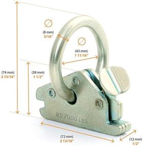 img 1 attached to Крепления на кольце для стяжных ремней E Track O Ring от AFA Tooling (12 штук) - сверхпрочные с прочностью на разрыв 7000 фунтов, с механизмом пружинного рычага, который предотвращает скольжение, гарантированная противоржавчинная петля из нержавеющей стали для ремней с рatchet-механизмом