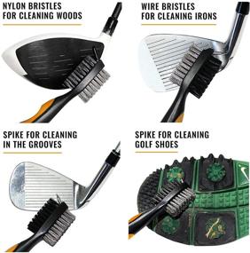 img 2 attached to 🏌️ Golf Brush & Club Groove Cleaner Set with Divot Tool, Ball Marker, Groove Sharpener | Lightweight Ergonomic Design | Attaches to Golf Bags | 2 Ft Retractable Zip-line Aluminum Carabiner