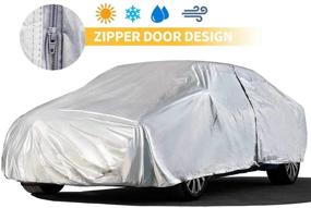 img 4 attached to 🚗 UV Resistant Sedan Car Cover - Outdoor Protection, Driver Door Zipper, All-Weather Windproof & Waterproof Vehicle Cover (228 Inch)