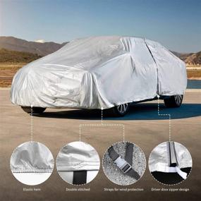 img 2 attached to 🚗 UV Resistant Sedan Car Cover - Outdoor Protection, Driver Door Zipper, All-Weather Windproof & Waterproof Vehicle Cover (228 Inch)