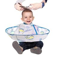 🐬 kids hair cutting cape: foldable water-repellent barber cape with hair catcher - blue dolphin design logo