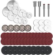 🪚 hss saw blades set, zfe 65 piece cutting wheel kit including 5 diamond cutting wheels, 6 stainless steel blades, and 40 resin cutting sanding discs with 1/8" straight mandrel for drills and rotary tools. suitable for wood, plastic, and metal cutting. logo