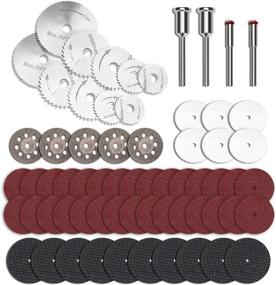 img 4 attached to 🪚 HSS Saw Blades Set, ZFE 65 Piece Cutting Wheel Kit including 5 Diamond Cutting Wheels, 6 Stainless Steel Blades, and 40 Resin Cutting Sanding Discs with 1/8" Straight Mandrel for Drills and Rotary Tools. Suitable for Wood, Plastic, and Metal Cutting.