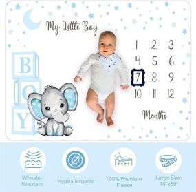 img 2 attached to Capture Your Baby's Growth with Our Premium Monthly Milestone Blanket for Baby Boys - Includes Soft Fleece Blanket, Bib, and Frames for Nursery Decor and Baby Shower Gift