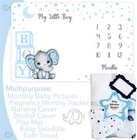 img 1 attached to Capture Your Baby's Growth with Our Premium Monthly Milestone Blanket for Baby Boys - Includes Soft Fleece Blanket, Bib, and Frames for Nursery Decor and Baby Shower Gift