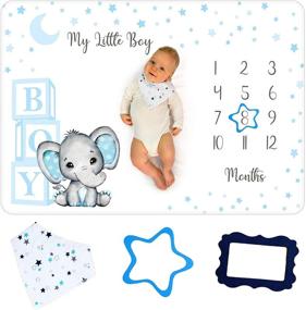 img 4 attached to Capture Your Baby's Growth with Our Premium Monthly Milestone Blanket for Baby Boys - Includes Soft Fleece Blanket, Bib, and Frames for Nursery Decor and Baby Shower Gift