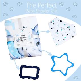 img 3 attached to Capture Your Baby's Growth with Our Premium Monthly Milestone Blanket for Baby Boys - Includes Soft Fleece Blanket, Bib, and Frames for Nursery Decor and Baby Shower Gift