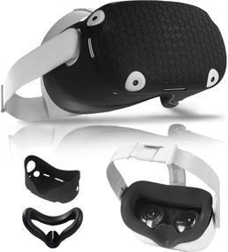 img 4 attached to Черный набор чехлов VR Shell для Oculus Quest 2 - мягкий защитный чехол для гарнитуры, моющийся, защищающий от царапин и пыли.