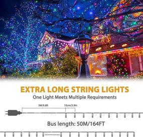 img 1 attached to 🎄 Areker 164ft 500LED Diamond Style Christmas Lights - Multicolor, Indoor/Outdoor, Green Wire, Waterproof, 8 Modes - Perfect for Xmas Tree, Party, Wedding, Halloween Decor