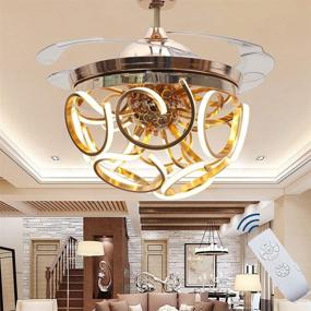 img 4 attached to 💫 Gold Bladeless Ceiling Fan with Remote Control and LED Light - 42 Inches, Modern Fandelier for Bedroom, Living Room, Dining Room