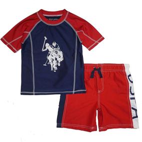 img 2 attached to Stylish and Protective: U S Polo Assn Swimsuit Rashguard for Boys' Clothing