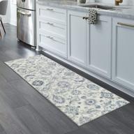 high-quality usa-made 2x6 grey/blue non-slip runner rug by maples rugs: ideal for hallways and entryways logo
