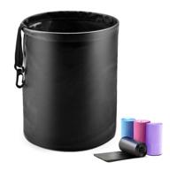 convenient and stylish luckindom car trash can: collapsible, portable, and waterproof auto garbage bin - black logo