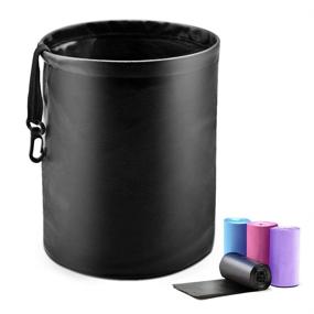 img 4 attached to Convenient and Stylish Luckindom Car Trash Can: Collapsible, Portable, and Waterproof Auto Garbage Bin - Black