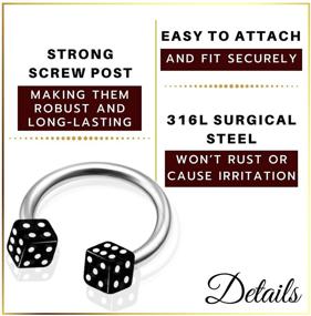 img 2 attached to 🔗 6-Pack Surgical Steel 16g 5/16 8mm Horseshoe Barbell Piercing Jewelry- Nose, Septum, Lip, Eyebrow - 3mm UV Acrylic - Multiple Variations Available