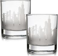 🏙️ chicago skyline etched whiskey glasses gift set - perfect for chicago lovers and old fashioned enthusiasts! logo