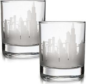 img 4 attached to 🏙️ Chicago Skyline Etched Whiskey Glasses Gift Set - Perfect for Chicago Lovers and Old Fashioned Enthusiasts!