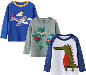 img 4 attached to 🦖 Stylish & Comfortable HILEELANG Sleeve Dinosaur T Shirt for Boys - Perfect Undershirt or Everyday Clothing!