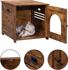 img 1 attached to 🐱 DINZI LVJ Cat Litter Box Enclosure: Stylish Hidden Washroom with Door and Window, Enlarged End Table Cabinet for Indoor Cats, Rustic Brown, 19.7 x 22.2 x 19.7 Inches