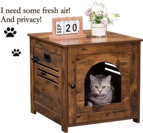 img 3 attached to 🐱 DINZI LVJ Cat Litter Box Enclosure: Stylish Hidden Washroom with Door and Window, Enlarged End Table Cabinet for Indoor Cats, Rustic Brown, 19.7 x 22.2 x 19.7 Inches