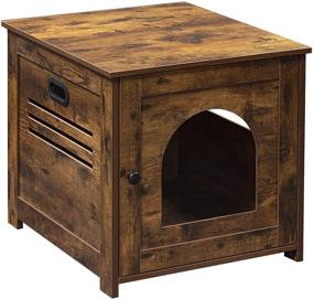 img 4 attached to 🐱 DINZI LVJ Cat Litter Box Enclosure: Stylish Hidden Washroom with Door and Window, Enlarged End Table Cabinet for Indoor Cats, Rustic Brown, 19.7 x 22.2 x 19.7 Inches