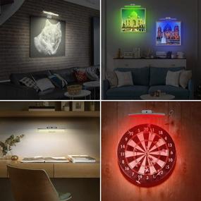 img 1 attached to 🎨 LUXSWAY Rechargeable Picture Lights: Remote-Controlled Dimmable Artwork Light with Swivel Head, 12 Colors Changing for Dart Board Poster Art Gallery