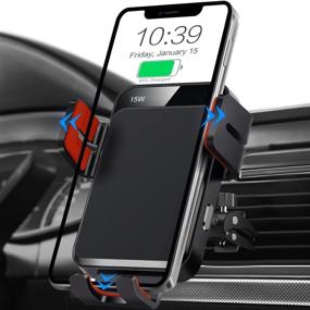 img 4 attached to Fast Charging Wireless Car Charger Mount for iPhone and Samsung Galaxy - MOKPR Auto-Clamping 15W/10W/7.5W Air Vent Mount, Red Arm