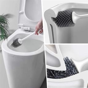 img 1 attached to 🚽 Toilet Brush Set with Ventilated Drying Holder - Sturdy Silicone Cleaning Bowl Brush Kit for Bathroom. Floor Standing & Wall Mounted Without Drilling - Pack of 2