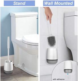 img 2 attached to 🚽 Toilet Brush Set with Ventilated Drying Holder - Sturdy Silicone Cleaning Bowl Brush Kit for Bathroom. Floor Standing & Wall Mounted Without Drilling - Pack of 2