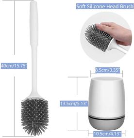 img 3 attached to 🚽 Toilet Brush Set with Ventilated Drying Holder - Sturdy Silicone Cleaning Bowl Brush Kit for Bathroom. Floor Standing & Wall Mounted Without Drilling - Pack of 2