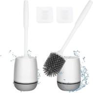 🚽 toilet brush set with ventilated drying holder - sturdy silicone cleaning bowl brush kit for bathroom. floor standing & wall mounted without drilling - pack of 2 logo