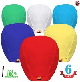 img 1 attached to 🎐 100% Biodegradable Chinese Paper Floating Sky Lanterns - Perfect for Memorials, Weddings, Birthdays, Parties, New Year Celebrations - Pack of 6 Eco-Friendly Wish Lanterns in Multiple Colors