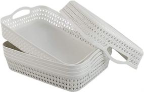 img 3 attached to 🧺 HOMMP White Plastic Storage Basket Tray Pack - Set of 6 Large Baskets for Organizing