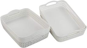 img 2 attached to 🧺 HOMMP White Plastic Storage Basket Tray Pack - Set of 6 Large Baskets for Organizing
