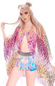 img 4 attached to 🌈 Holographic Festival Cover Up Coachella Birthday Attire for Swimsuits & Cover Ups