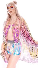 img 1 attached to 🌈 Holographic Festival Cover Up Coachella Birthday Attire for Swimsuits & Cover Ups