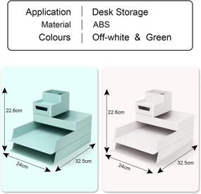 img 1 attached to 🗄️ Off-White Stackable Desk Organizer Set for Ultimate Office Desk Supplies Storage - File Document Letter Tray Holder