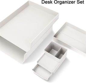 img 3 attached to 🗄️ Off-White Stackable Desk Organizer Set for Ultimate Office Desk Supplies Storage - File Document Letter Tray Holder