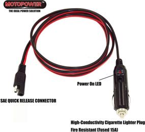 img 1 attached to MOTOPOWER MP68996A 5 FT 12V адаптер продления кабеля с зажигалкой Plug to SAE быстроразъемным адаптером для зарядки с предохранителем и светодиодным освещением: надежное питание и удобное решение для зарядки.