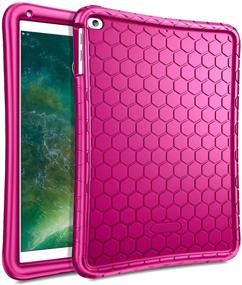 img 4 attached to 📱 Fintie Case for iPad 9.7 2018 2017 / iPad Air 2 / iPad Air in Magenta - Honey Comb Series: Kid-friendly, Lightweight, Shockproof Silicone Protective Cover for iPad 6th / 5th Gen